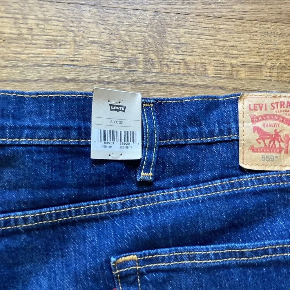 Levi's 559 Relaxed‎ Straight Fit Jeans Stretch Big & Tall 60x32 Sits at Waist
